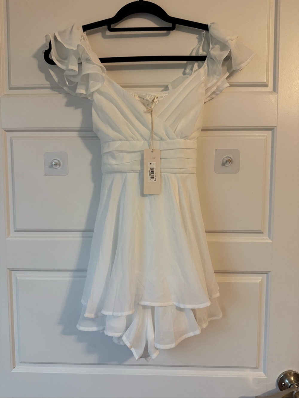 NWT Atered State White Flutter Sleeve V-Neck Dress